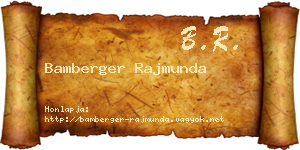 Bamberger Rajmunda névjegykártya